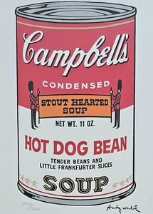 ANDY WARHOL CAMPBELL'S HOT DOG BEAN SOUP II SIGNED HAND NUMBERED LITHOGRAPH - Picture 1 of 6