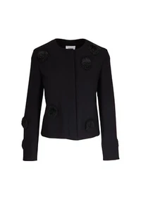NWT Akris Punto Tassel Dot Jacket Blazer Black Size 10 Regular Retail $1,590 - Picture 1 of 8