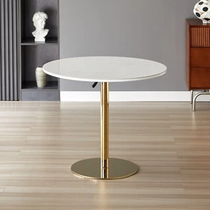 Luxe Round Dining Table Gold Styled as Marble - Picture 1 of 4