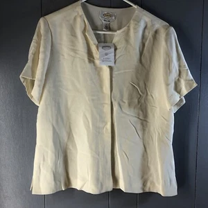 Talbots Women’s Size 12 White Short Sleeve Hidden Button Up Pure Silk NWOT *READ - Picture 1 of 9
