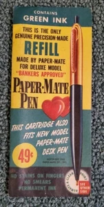 RARE Sealed Vintage Paper Mate Deluxe Model Refill GREEN Ink PaperMate - Picture 1 of 2