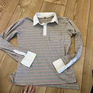 BALENCIAGA Paris M Gray Pink Polo Shirt 100% Cotton Collar France Top Pullover - Picture 1 of 11