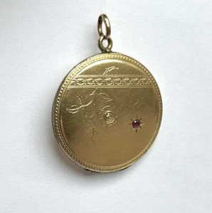 9ct Gold Filled Photo Locket Pendant / Art Nouveau Antique Victorian Ladies π΅ - Picture 1 of 8