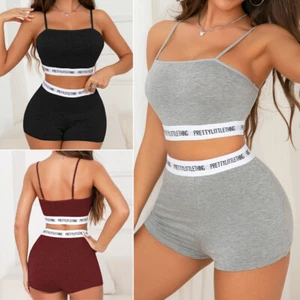 Women Pajamas Sets Sexy Lingerie Sleepwear Modal Cami Shorts Loungewear Sets US - Picture 1 of 26