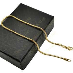 Real 18K Yellow Gold Filled Hypoallergenic 7inch 2mm Snake Chain Bracelet/Anklet - Picture 1 of 2