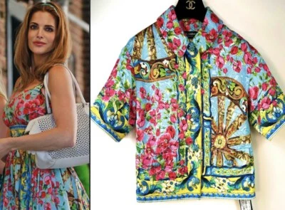 Dolce & Gabbana 2014 Barbie Blue Pink Floral Jacket Top 36 38 40 2 4 Jeweled S M - Image 1 of 4