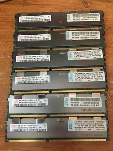 Lot of 6 Hynix HMT151R7TFR4C-H9 4GB 2RX4 PC3 DDR3 10600R Ram - Picture 1 of 3