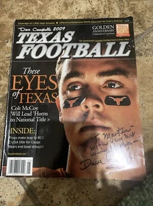 Signed Dave Campbell's TX Football Magazine 2009 Texas Longhorns Colt McCoy UT - Imagen 1 de 2