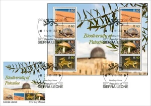 SIERRA LEONE 2025 MS8V FDC - PALESTINE - TURTLE TURTLES OWLS FROGS MUHROOMS - Picture 1 of 1
