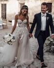 Sexy Off The Shoulder Backless Appliqué Lace Train Bridal Gown Wedding Dress
