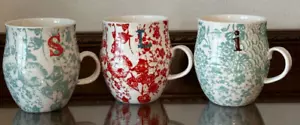 Taza de té de café Anthropologie inicial de cosecha propia floral con monograma letra *ELECCIÓN* - Imagen 1 de 8