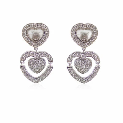 Pendientes Chopard Happy Amore de oro blanco de 18 k con corazón de diamantes de 0,62 ctw Foto 1 de 4