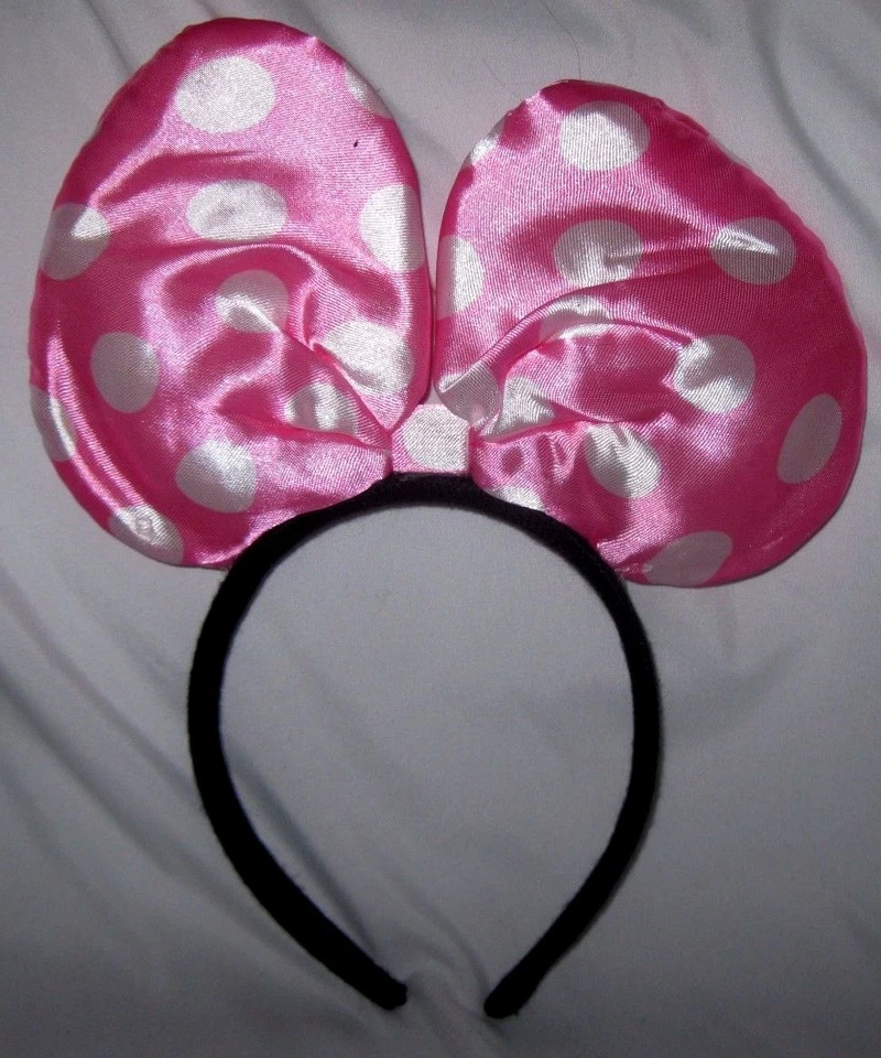 MINNIE MOUSE РОЗОВЫЙ С БЕЛЫЙ ГОРОШЕК УШИ ОБРУЧ ДЛЯ ВОЛОС ПЛАТЬЕ КОСТЮМ НОВЫЙ! - Изображение 1 из 1