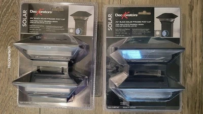 Deckorators 3" x 3" 2 Pack Black Solar LED Outdoor Post Cap Light (LOT OF 2)