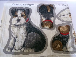 Panel de tela de corte y costura de colección Priscilla y sus cachorros almohada Joan Kessler perros - Imagen 1 de 5
