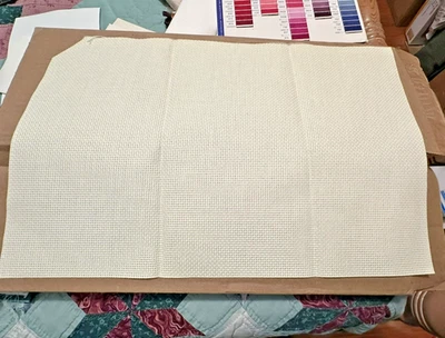 CROSS STITCH FABRIC Aida Cloth 11 Count  12" X 17.5" Pale Yellow - Image 1 of 4
