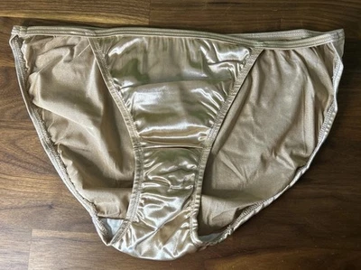 Bragas de satén vintage Hanes Her Way segunda piel talla 7 bronce cuerda bikini brillante Foto 1 de 4