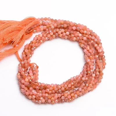 Cuentas micro facetadas redondas de piedras preciosas de rodocrosita natural hilo de 2,5-3 mm 12,5" Foto 1 de 2