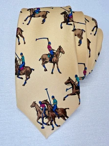 Vintage Jacobs Roberts Reitsport Match Print Allover Polo italienische Seidenkrawatte USA - Bild 1 von 8