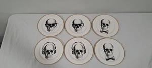 Set Of 6 Ciroa Porcelain Skull 8" Dessert Plates READ - Picture 1 of 6
