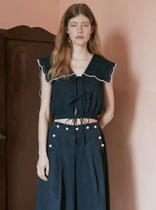 Chaleco corto con cordones bordado calado Sea New York Top + pantalones acampanados de pierna ancha - Imagen 1 de 22