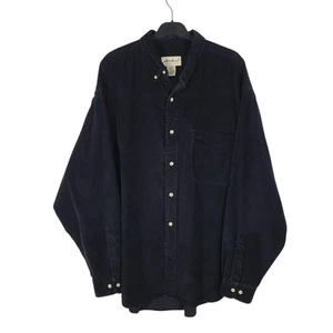 EDDIE BAUER Black Shirt Corduroy Vintage 90s Long Sleeve Cotton Mens XXL - Picture 1 of 4