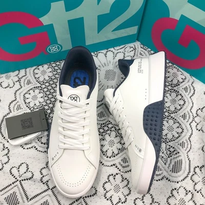 NEW G/FORE G.112 Men's Snow/Twilight Golf Shoes PU Leather White/Blue Sneakers  - Image 1 of 4