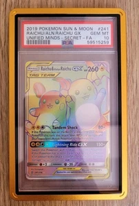 Pokemon TCG PSA 10 Raichu & Alolan Raichu GX #241/236 Unified Minds Secret 2019 - Bild 1 von 2