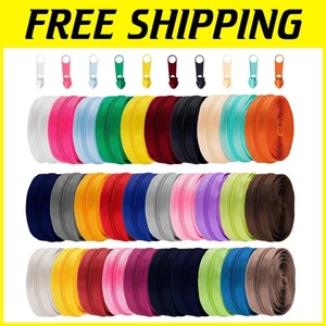 90 Yards Nylon Coil Zipper Rolls, 30 Colors, 300 Sliders - Picture 1 of 8