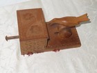 Vintage Holzspender Zigarettenspender mit Vogel! Pickvogelmechanismus!