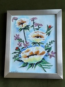 Don Mingolla (1922-1999) Vintage Blumengemälde Emaille auf Kupfer gerahmt - Bild 1 von 6