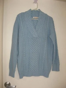 NONI B BLUE CABLE KNIT JUMPER WITH CROSSOVER V-NECK SIZE S - Picture 1 of 3