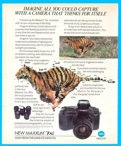 Macchina fotografica Minolta 1991 STAMPA ANNUNCIO tigre Maxxum 7xl - Foto 1 di 3