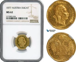 AI179, Austria, Franz Joseph, Ducat 1877, Vienna Mint, Gold, NGC MS62 - Picture 1 of 1