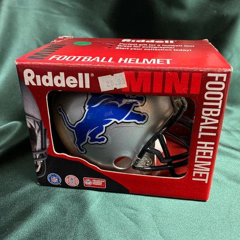 Detroit Lions Riddell 1995 Mini Helmet With Box Exc Cond Cover