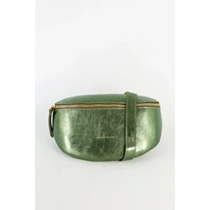 Italienische Leder Bauchtasche, Crossbody Gürteltasche, Metallic Grün Luxe Travel - Bild 1 von 6