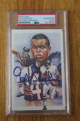 GALE SAYERS signed 1991 LEGENDS Postcard Encapsulated PSA 85198990 CHICAGO BEARS - Image 1 of 2