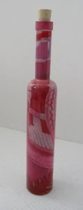 Dekorative bemalte Glasflasche rosa & burgund geometrischer Druck 12,5" hoch - Bild 1 von 11