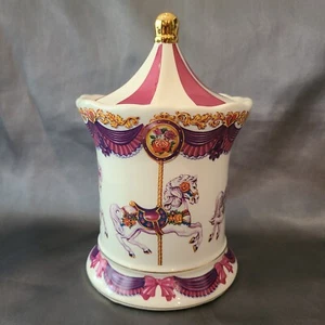 80er Jahre Teleflora Karussell spielt Spieluhr Bonbonglas Behälter Musik Plätzchen - Bild 1 von 9