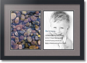 ArtToFrames Collage Mat Picture Photo Frame  2 8.5x11" Openings in Black 40