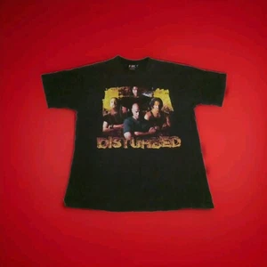 Y2K Disturbed Metal Band T Shirt “Madness Is The Gift" Large Two Sided Vintage - Picture 1 of 8
