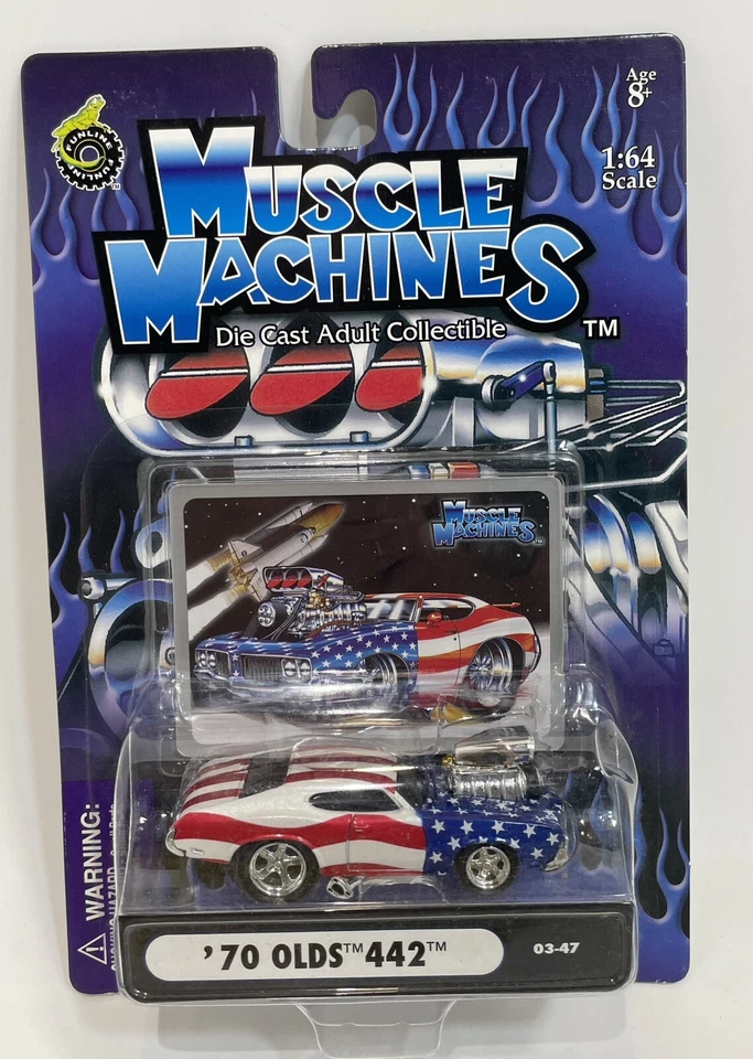 Muscle Machines Stars & Stripes Red White Blue 70 Olds 442 1970 Oldsmobile 03-47 - Image 1 of 2