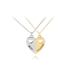 Silber Gold Broken Herz Bester Freund Strass 2 Stück Freundschaft Halskette Gift - Bild 1 von 3