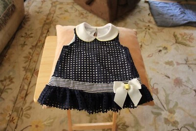 Baby Girl’s Bonnie Baby Dress. Size 24 Months Navy Eyelet over Soft White Slip - Image 1 of 4