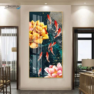 Fish Flower Crystal Porcelain 5D diamonds Quality Print Framed Wall Art Painting - Picture 1 of 5