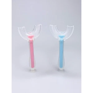 2 Piece U Shaped Toothbrush for Kids Age 5-12 Years Old, Pink and Blue - Picture 1 of 5