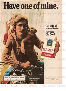 1974 Old Gold Cigarettes Vintage Magazine Ad Sexy Couple on a Motorcycle - Picture 1 of 1