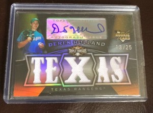 2009 TOPPS TRIPLE THREADS DEREK HOLLAND 5X RELIC GOLD AUTO AUTOGRAPH 13/25 RC