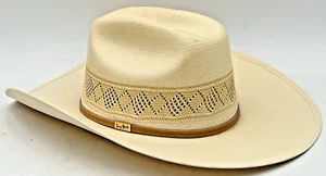 RESISTOL 10X GEORGE STRAIT COWBOYHUT AUS STROH GRÖSSE 7-1/4 LANG OVAL SELBSTANPASSEND - Bild 1 von 12