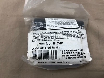 Fargo 81746 Card Printer Ribbon  White Resin Ribbon 1000 Prints - Image 1 of 2